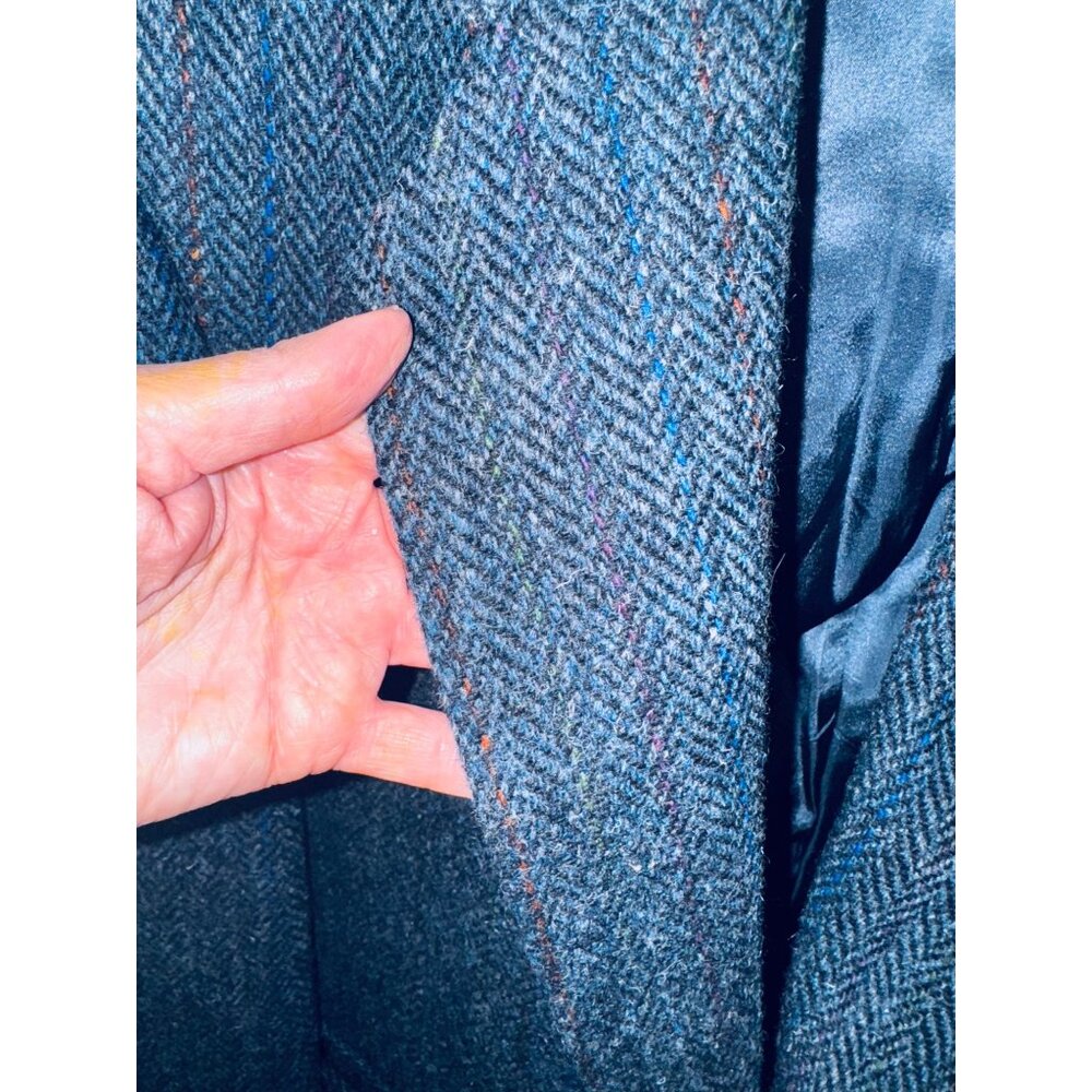 Vintage Ricksons British Wool Herringbone Blazer Jacket 44R Preppy Academic Mone - Picture 12 of 15